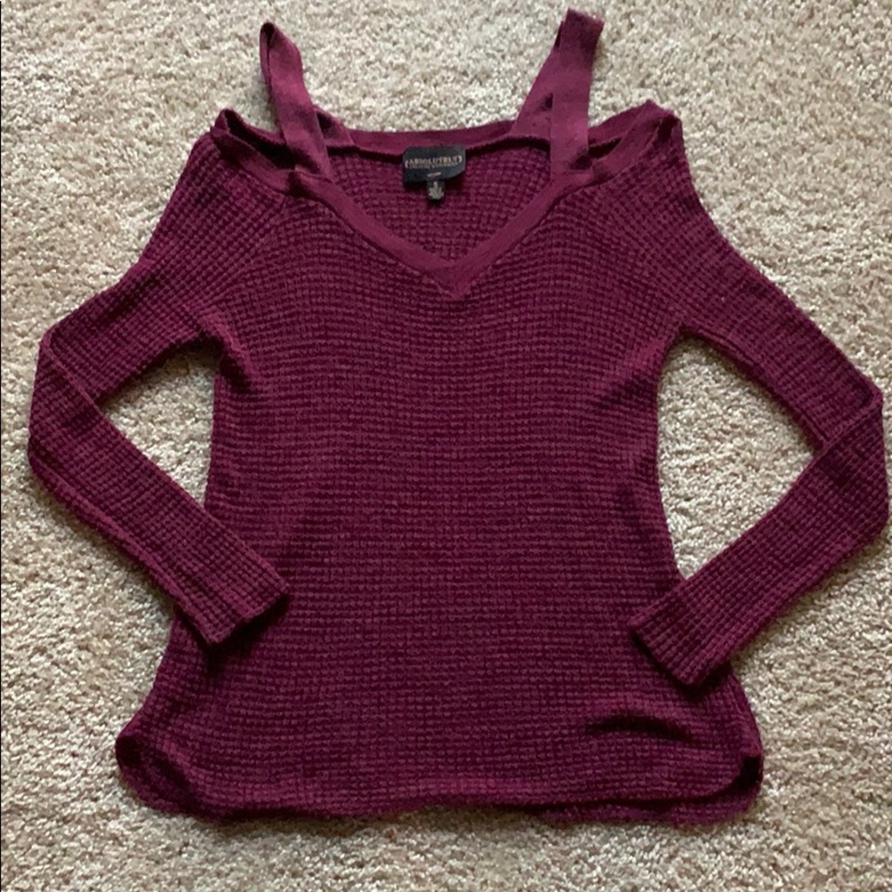 Long Sleeve Open Shoulder Waffle Thermal Look